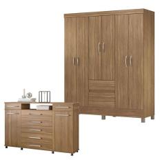 Cômoda London e Guarda Roupa Casal Flash 2 Amêndola Touch - Demóbile