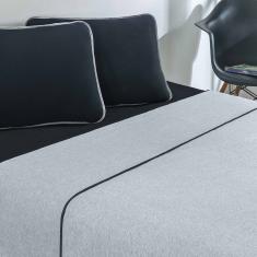 Jogo De Cama Malha Lençol 100% Algodão Urbano 4 Peças Casal - Preto/Mescla