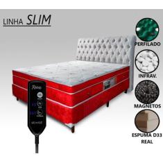 Cama Box Casal Magnético D33 Com Massageador e Controle + Cabeceira Co