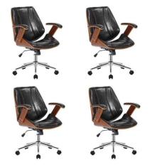 Kit 4 Cadeiras Escritório Diretor Giratória material sintético Kopenha