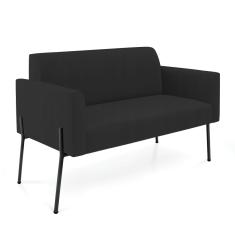 Sofá Namoradeira 2 Lugares Pé de Ferro Preto Marisa Veludo Preto D03 - D'Rossi