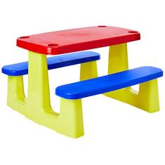 Conjunto com 1 Tampo, Assentos e 1 Base de Plásticos Montável Picnic, Tramontina, Vermelha/Azul/Amarela