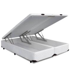 Cama Box  Baú King Branco Bipartido - 193x203