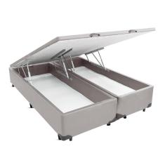 Cama Box  Baú Camurça Cinza  QUEEN  - 158x198