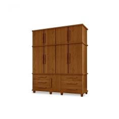 Guarda Roupa Londres Triplex 4 Portas 6 Gavetas Com Maleiro Luapa Móveis Cor:carvalho