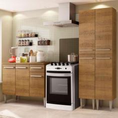 Cozinha Compacta Madesa Emilly Front com Balcão e Paneleiro, Rustic