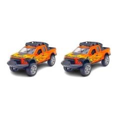 Kit 2x Brinquedo Carrinho Camionete Jeep Laranja - AP TOYS