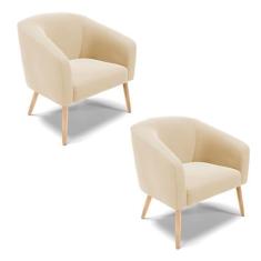 Poltrona Decorativa Pé Palito Natural Kit 2 Stella Suede D03 - D'Rossi