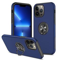SORAKA Capa para iPhone 14 Pro com suporte de anel invisível e placa de metal para montagem magnética em carro Capa rígida para PC Capa iPhone 14 Pro Capa resistente de nível militar