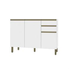 Balcão de Pia 3 Portas 2 Gavetas 120cm Sem Pia Star Indekes, Branco