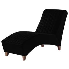 Poltrona Divã Chaise Longue Individual Preta