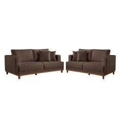 Conjunto Sofás 2 E 3 Lugares Estofados M-175 Veludo Martins Marrom