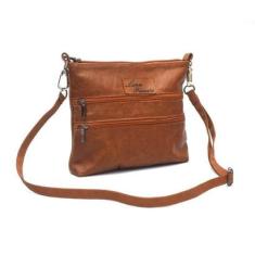 Bolsa Feminina Transversal Festa Couro Caramelo Pequena-Feminino