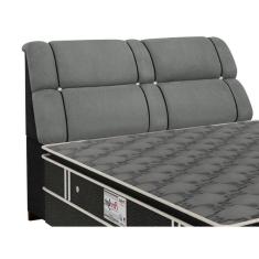 Cabeceira Cama Box Estofada King Imperador Suede Cinza/Negro - Simbal