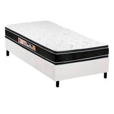 Cama Box Solteiro: Colchão Espuma Castor D33 Black E White + Base Crc Courano White(88X188)