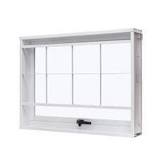 Janela De Aço Maxim-ar 60x60cm Com Grade Quadriculada E Vidro Liso Unicsol Ramassol Branco