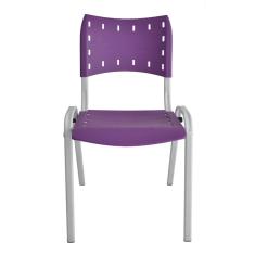 Cadeira Iso para Escola Escritório Comércio Roxa Base Branca