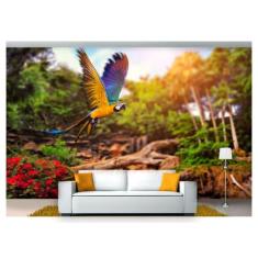 Papel De Parede Animais Arara Paisagem 3D Anm130 - Você Decora