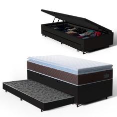 Cama Box Baú com Colchão de Espuma D33 Pillow Top Comfort Luxo + Auxil