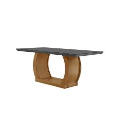 Mesa Para Cozinha Jade C-tampo Madeirado Vidro Canto Reto 180x90cm Imbuia-grafite - Rufato