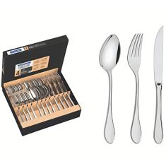 Faqueiro Tramontina Italy em Aço Inox com Facas para Churrasco Forjadas 6mm Acabamento Alto Brilho 24 Peças