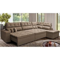 Sofá de Canto Retrátil e Reclinável Direito 3,00x2,36m Molas Cama inBox Espanha. Velusoft