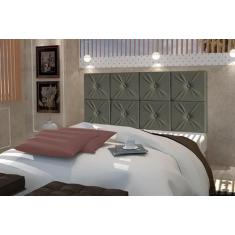 Painel De Cama Box Botão Queen 1,60 Elegance Cor Cinza - Comprar Móvei