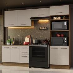 Armário de Cozinha Completa 270cm Rustic/Crema Agata Madesa 08, Rustic