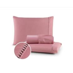 Jogo de Cama Lençol Casal 4 Peças 400 Fios - STUDIO CASA, Rosa
