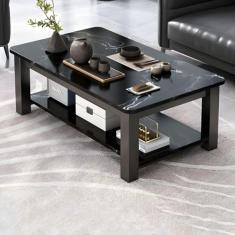 Mesa de café retangular de vidro 4 pernas com prateleira de armazenamento, mesa de café, sala de estar, mesa de chá, mesa de escritório, apartamento, mesa de vidro temperado, branca com tampo de