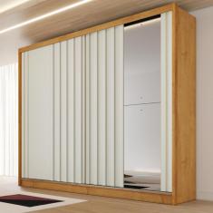 Guarda Roupa Casal Ripado com Espelho 2 Portas de Correr 100 MDF Galati Made Marcs