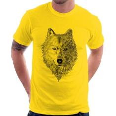 Camiseta Lobo Mandala - Foca na Moda, Amarelo, M