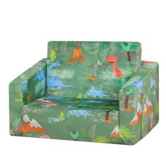 Yoonnie room Cadeira de sofá infantil de espuma, sofá conversível 2 em 1 para bebê, sofá de veludo infantil com bolso lateral para crianças usarem (W22.04) (verde)