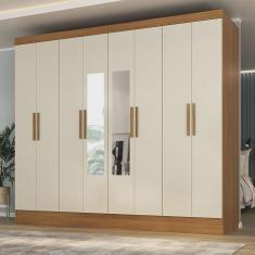 Guarda-roupa Casal 100% mdf com Espelho 8 Portas 4 Gavetas Jatobá Yescasa