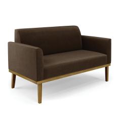 Sofá Namoradeira Base De Madeira Fixa Castanho Marisa Suede Marrom D03 - D?rossi