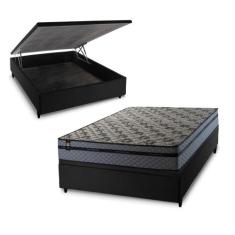 Conjunto Box Baú Montreal Cinza 138x188x71 c/ Molas Ensacadas - King H