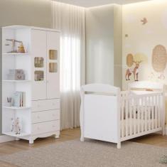 Quarto Bebê Completo Berço Americano Marquesa Guarda Roupa Uli 2 Porta
