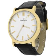 Relógio Masculino Champion Couro Mostrador Branco Original Resistente 