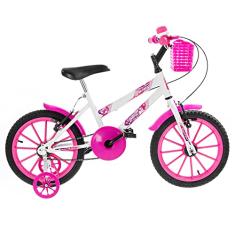 Bicicleta Reforçada Infantil Juvenil Bicicleta Ultra Bikes Kids Unicorn Aro 16 Branco/Feminina Rosa