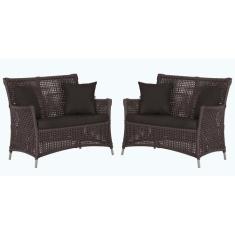 2 Sofás Área Externa Igapó Alumínio Pintura Fendi Corda Náutica Estofa