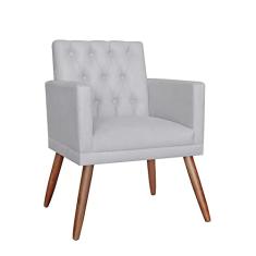Poltrona Decorativa Pés Palito Nina Encosto Estilo Capitonê Branco - DS Estofados