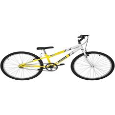 Bicicleta de Passeio Ultra Bikes Esporte Bicolor Rebaixada Aro 26 Reforçada Freio V-Brake Sem Marcha Amarelo/Branco