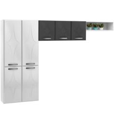 Cozinha De Aço Compacta Rubi 7 Portas Smart Branco/Preto - Telasul