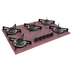 Cooktop Premium 5 bocas Ultra chama Marmorizado Rosa Chamalar Bivolt.