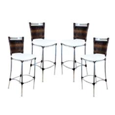 Kit 4 Banquetas Em Alumínio Jk Para Cozinha Pedra Ferro