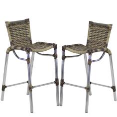 Kit 2 Banquetas Alumínio Fortaleza Alta Para Capuccino