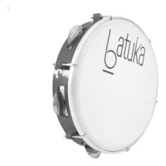 Pandeiro 10 Abs Preto Aro Plat Inox Pele Leitosa 06 Afin Sples- Batuka