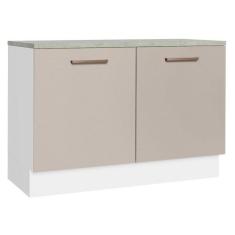 Balcão de Pia Cozinha 2 Portas (Com Tampo) Branco/Crema Agata Madesa, 