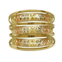 Anel Em Ouro 10k 416 3 Meias Canas, 11