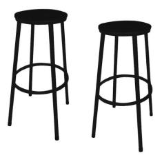 Kit 2 Banquetas Alta Banco Bar Balcão Bistrô Sem Encosto Preta - Mover